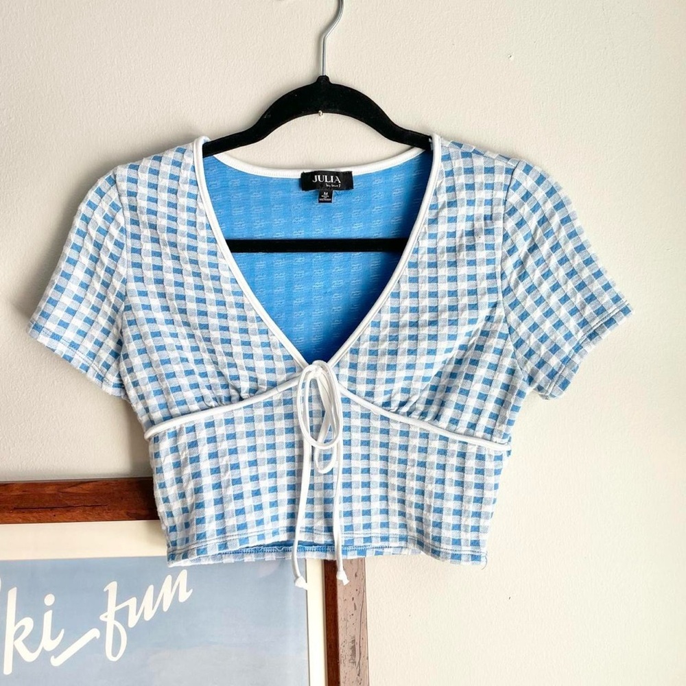 Julia Blue and White Checkered Blouse